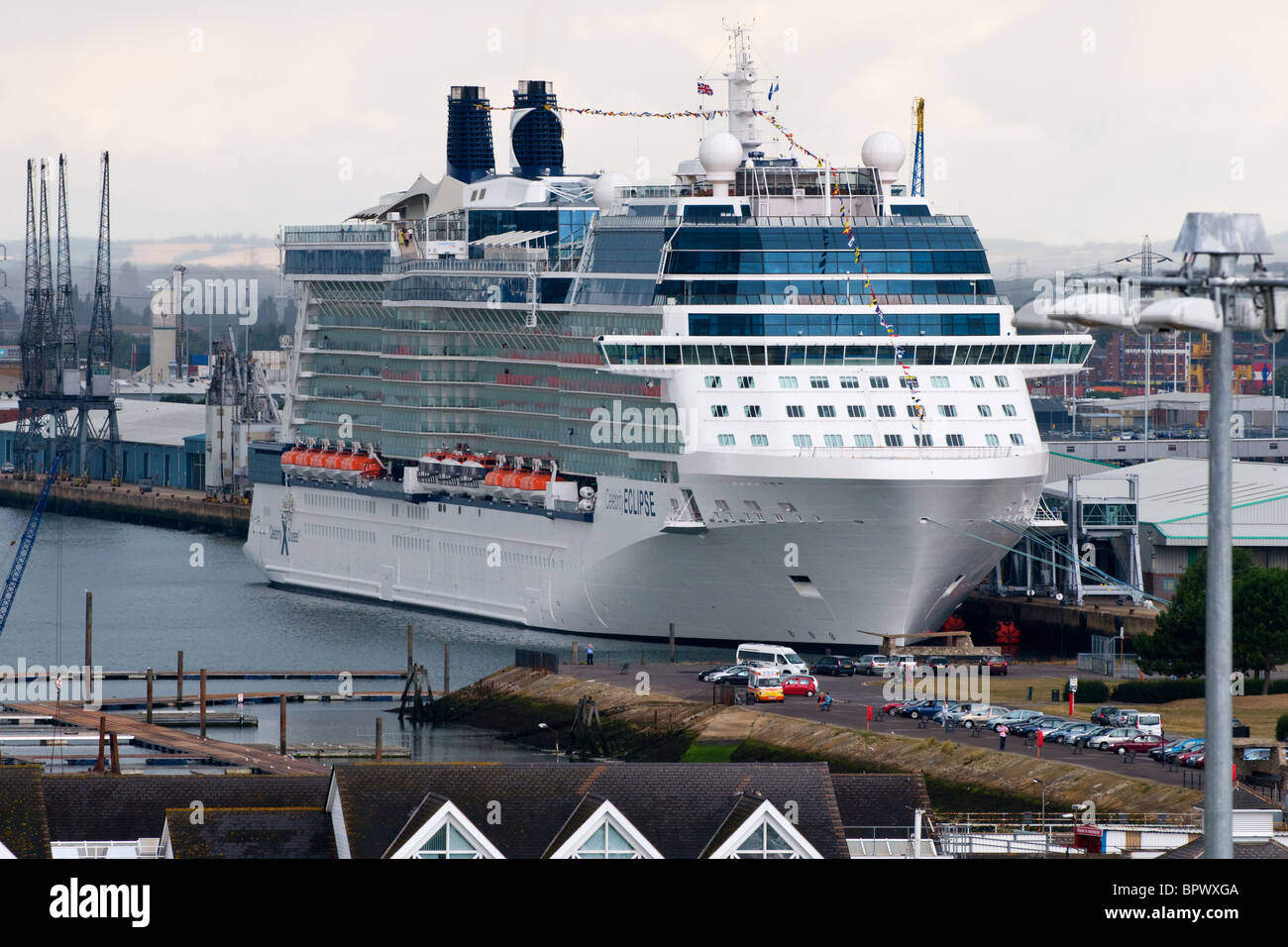 Cruise liner (ship, boat) leaving Southampton Celebrity Eclipse Stock