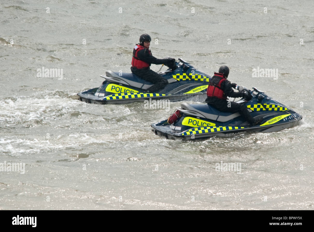 Essex Police Marine unit officers patrolling the Thames at Southend-on-Sea Stock Photo