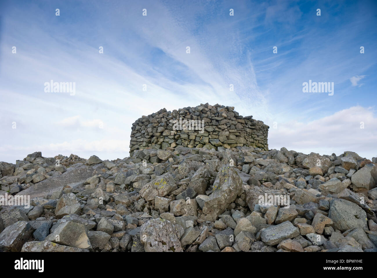 The summit of Scafell Pike, the highest mountain in England, Lake District, Cumbria Stock Photo