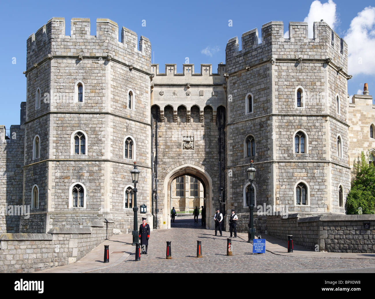 View of Windsor Castle Entrance with Guard standing outside Stock Photo -  Alamy