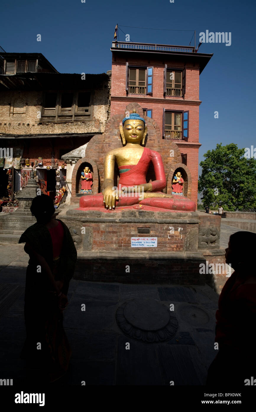 Statue of Buddha at Swayambhunath Temple, Kathmandu, Nepal. Stock Photo