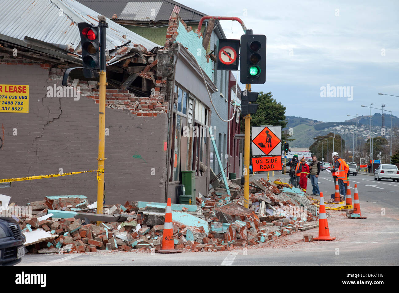 Earthquake Damage Christchurch New Zealand. Powerful Earthquake struck Friday 03. 09. 10 Stock Photo