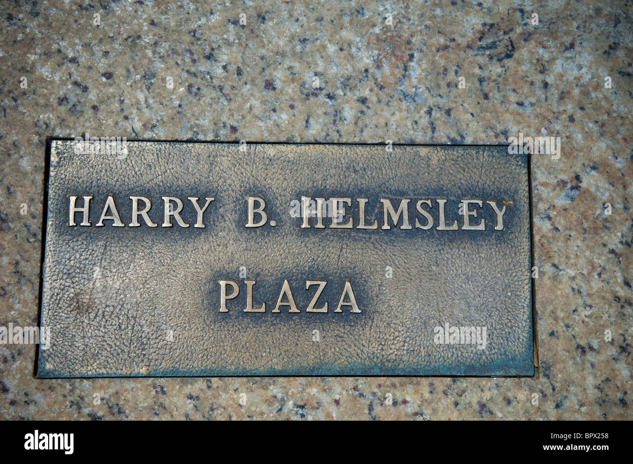 Harry B. Helmsley Plaza plaque at 140 Broadway in New York Stock Photo
