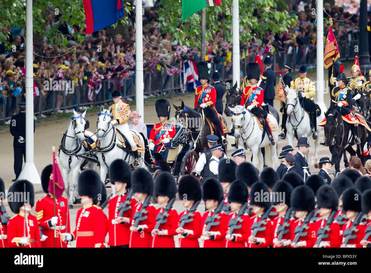 The Royal Procession arrives at Horse Guards Parade. 'Trooping the Colour' 2010 Stock Photo