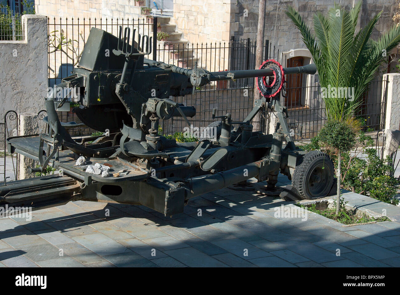 Large caliber gun at Rethymnon Force 1941 sixth Australian division world war two war memorial Stock Photo