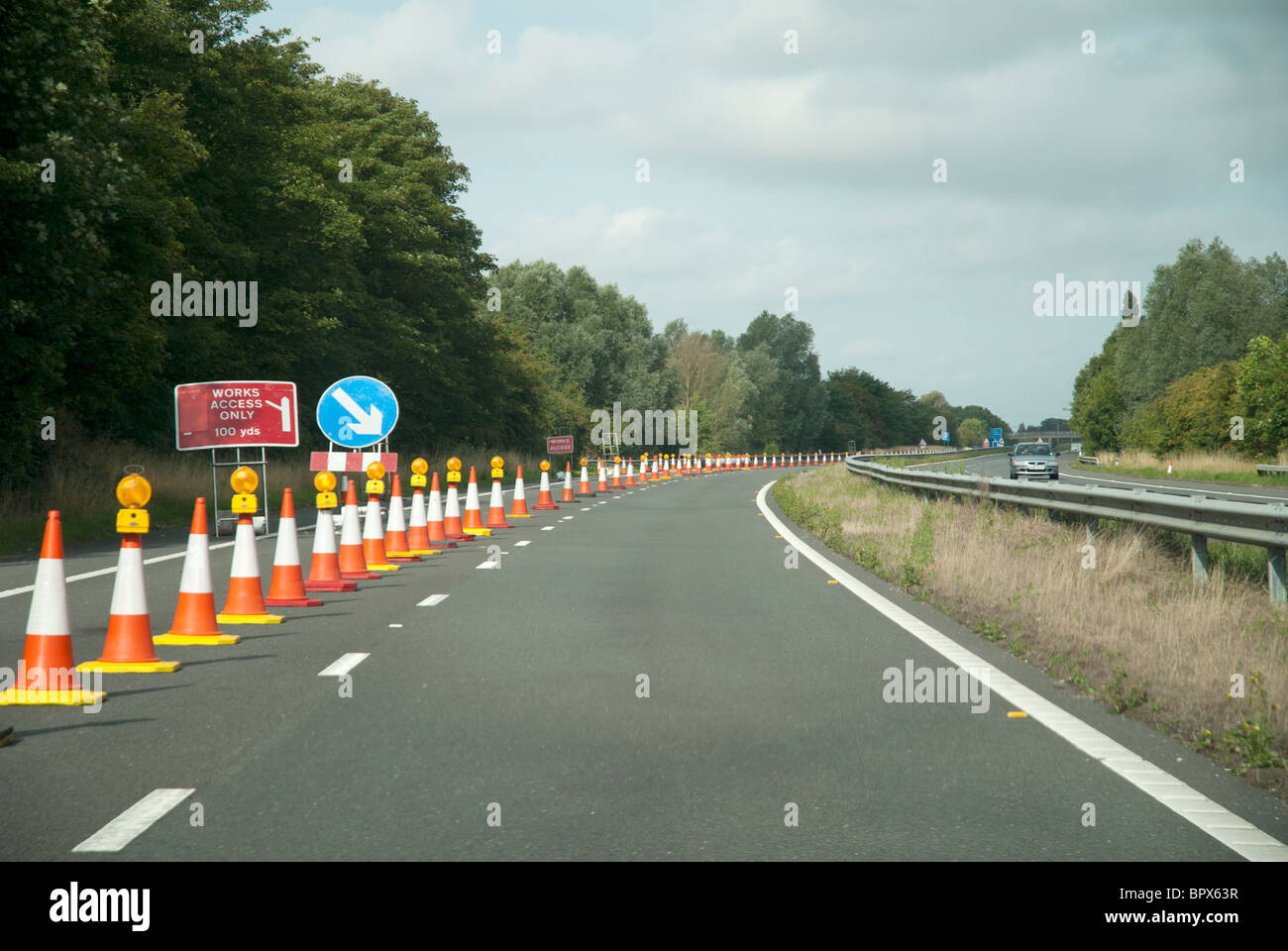 Traffic Cones Directing Traffic Stock Photo Alamy