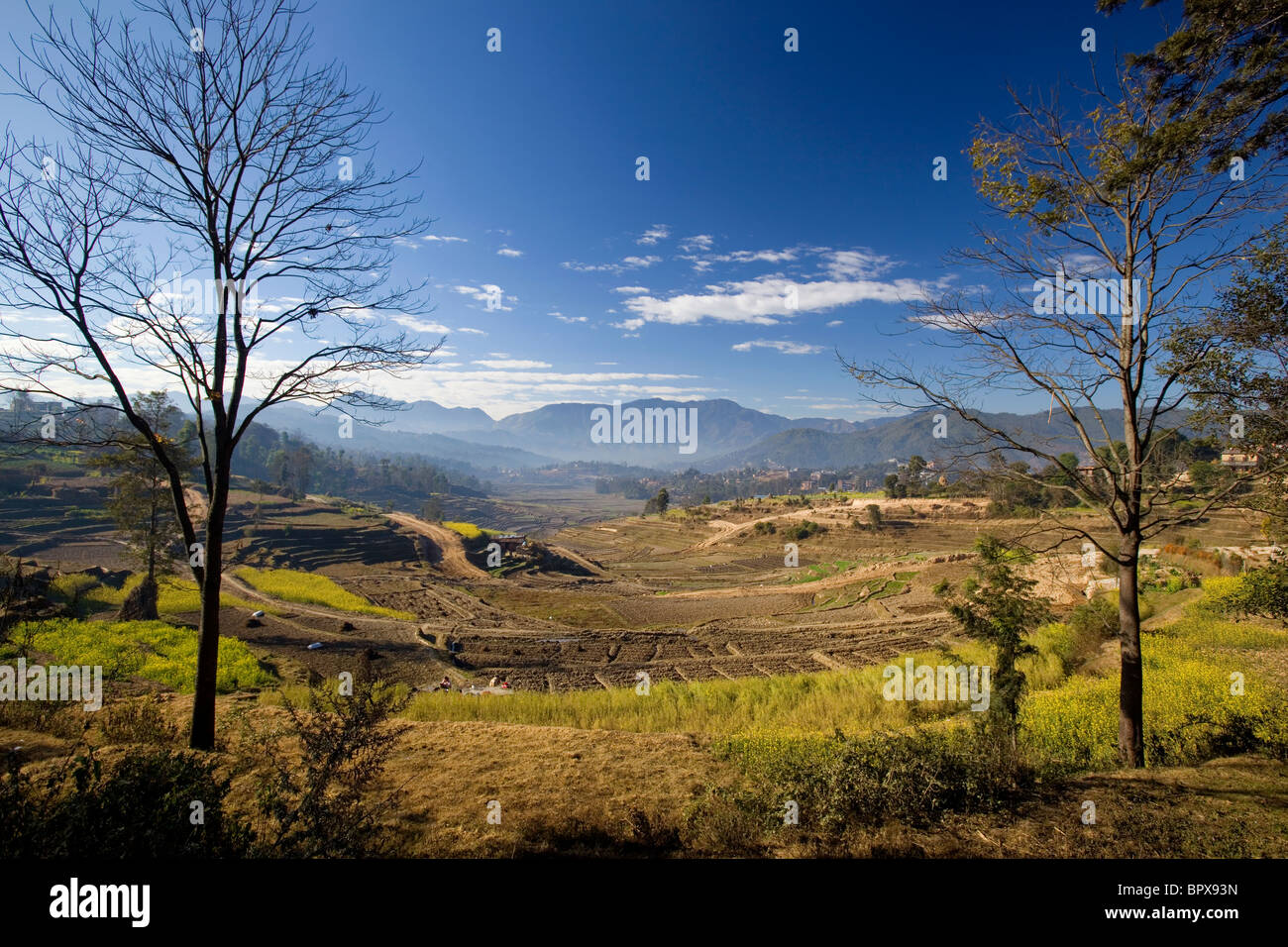 Cultivated landscape Panauti Nepal Stock Photo