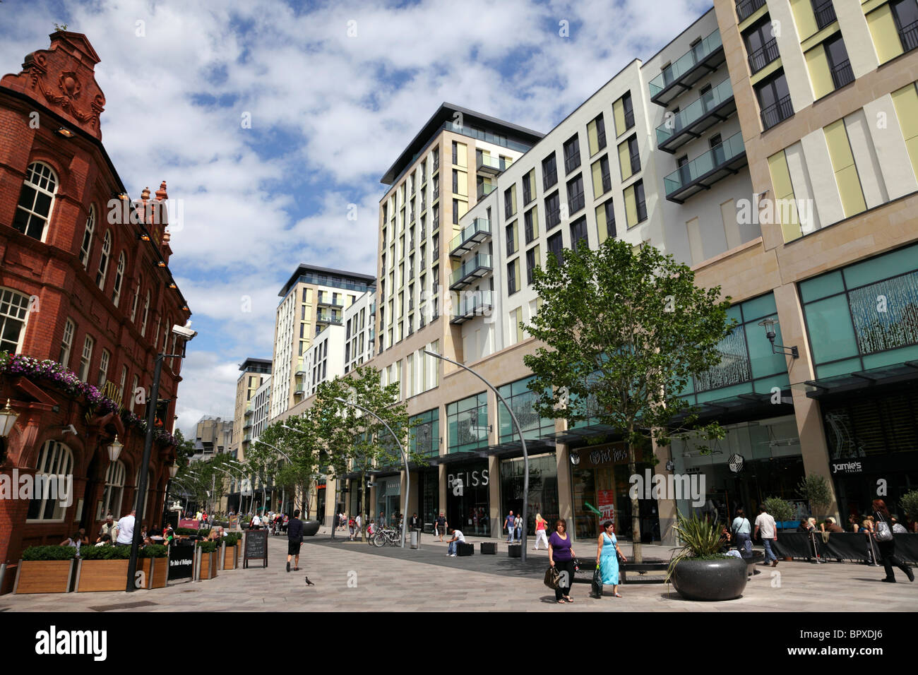 View along The Hayes a modern shopping street in Cardiff Wales UK Stock ...