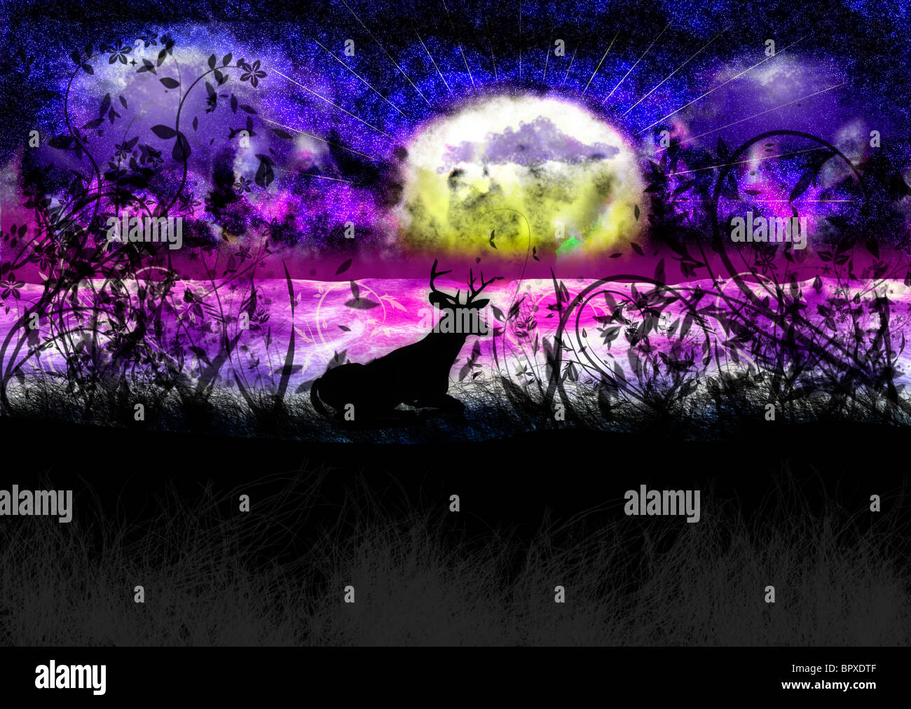 Fantasy Planet Illustration Containing Planet Animal Floral Design