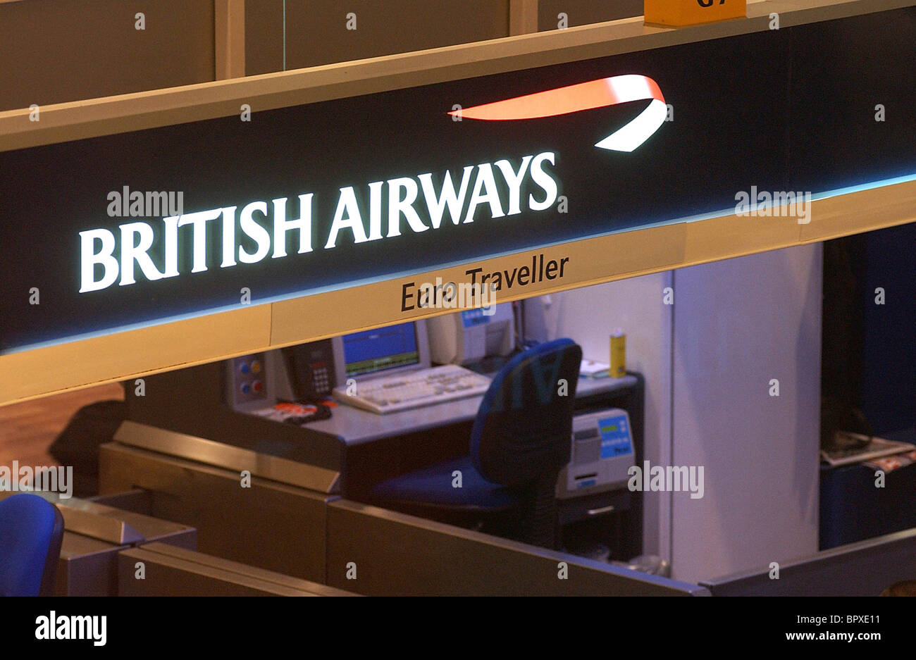 BA check in, Heathrow Airport, 28082004. Pic by John Robertson Stock