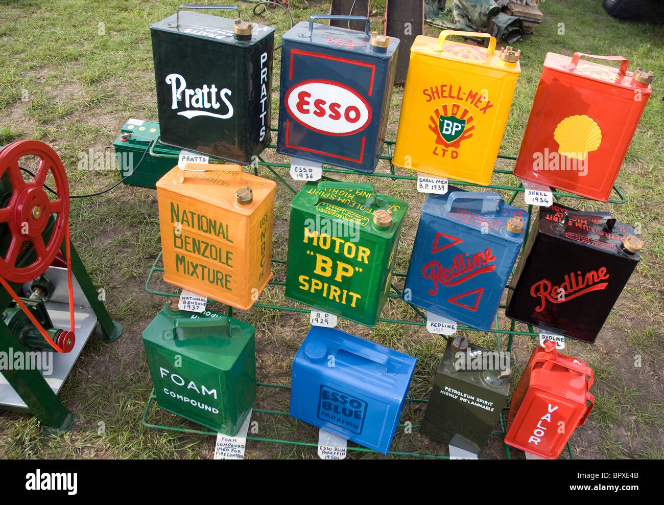 a selection of oil and petrol cans Stock Photo Alamy
