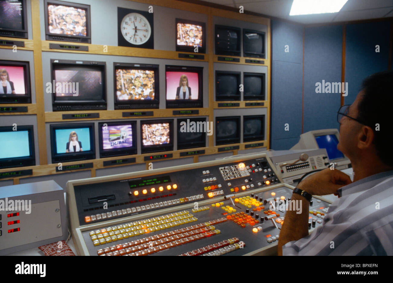 Dubai UAE Television Satellite Channel Control Room Stock Photo Alamy
