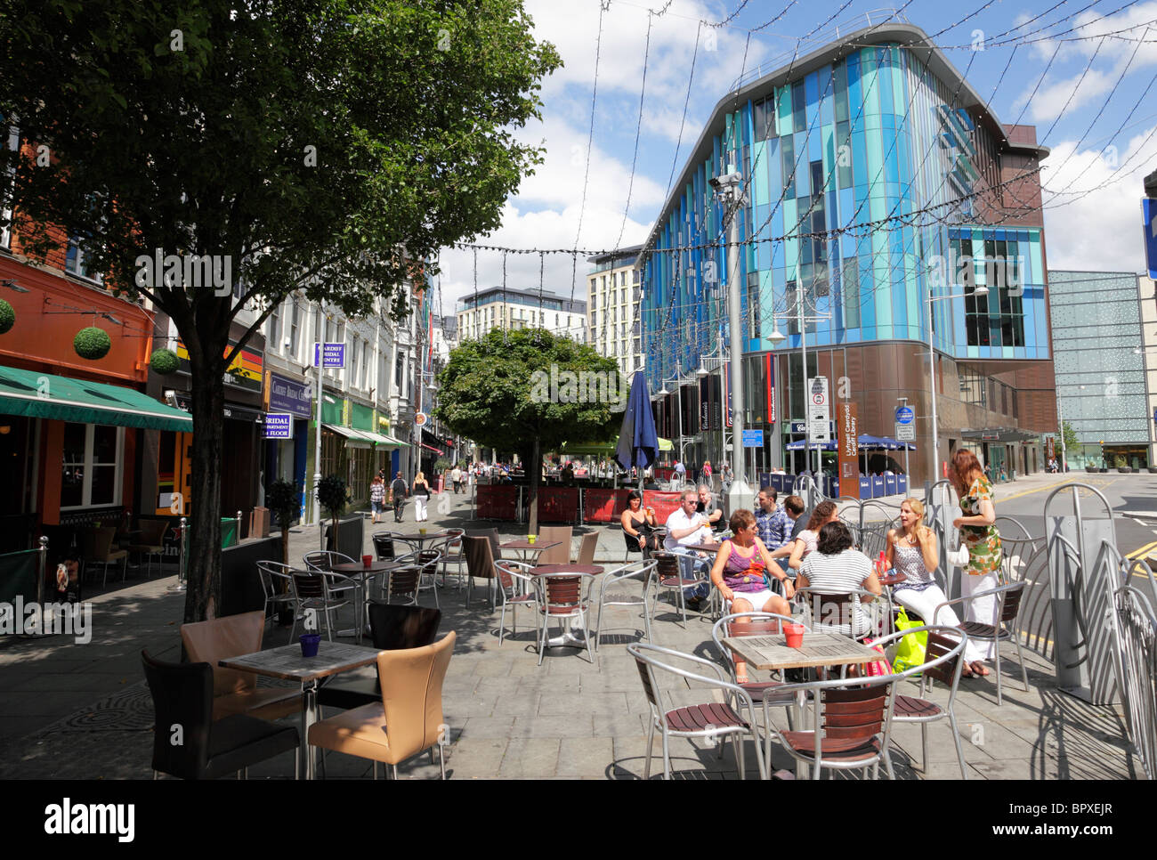 View along the bars on mill lane towards The Hayes Cardiff Wales UK
