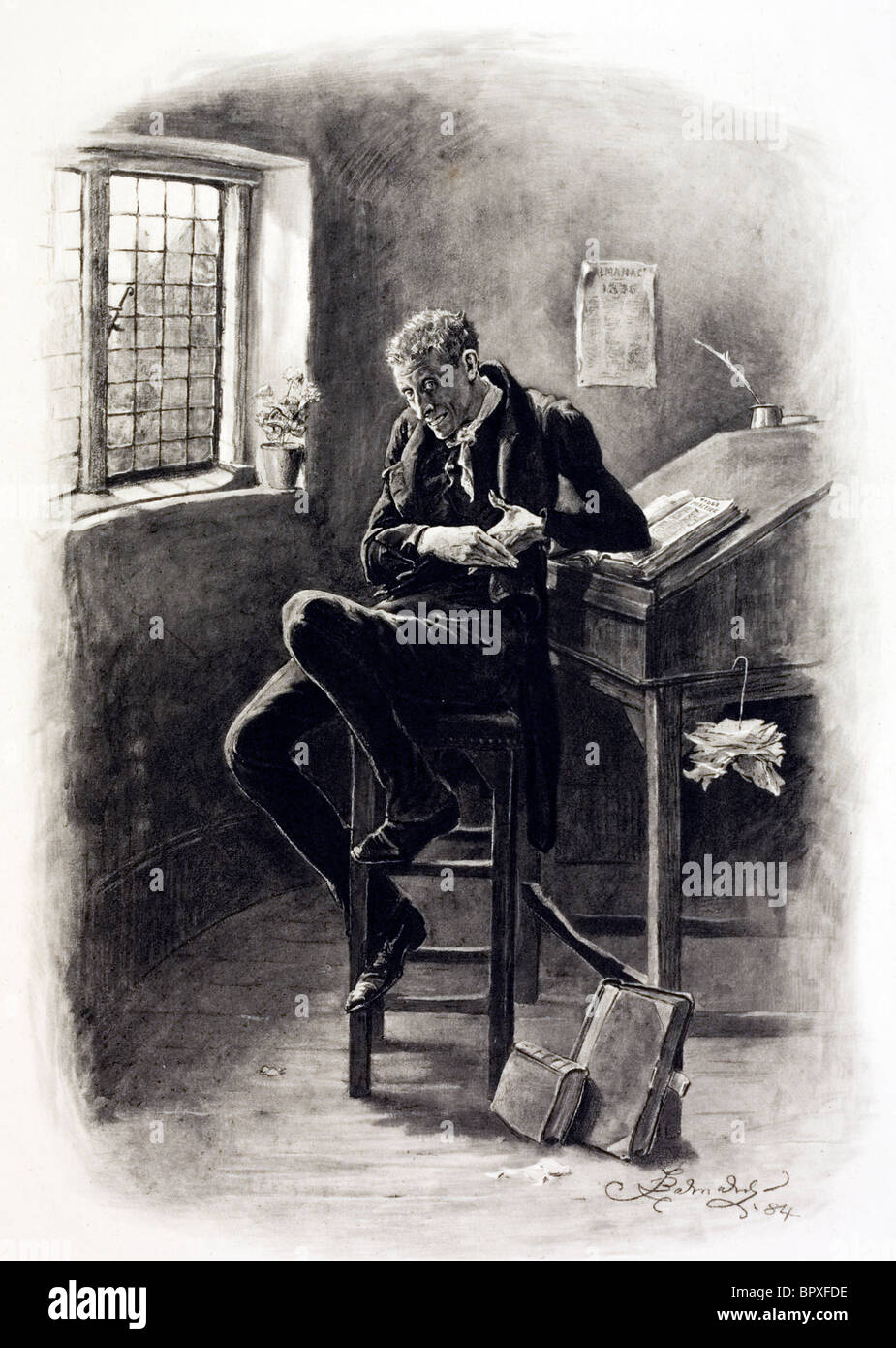 Uriah Heep from David Copperfield by Charles Dickens. Artist Frederick Barnard.. Stock Photo