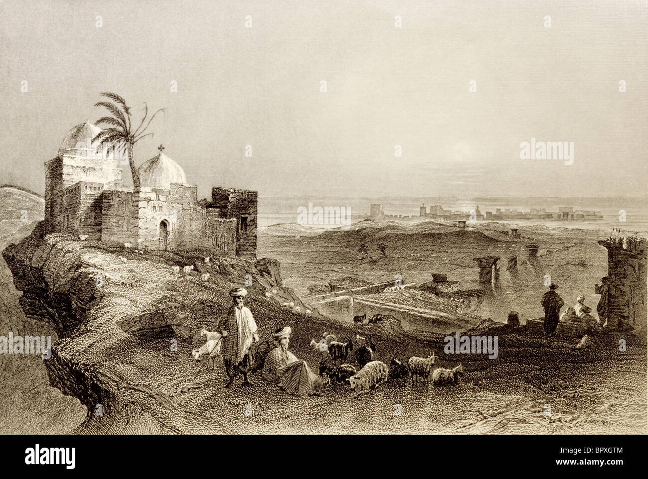 tyre from the mainland 1836 steel engraving by w h bartlett Stock Photo