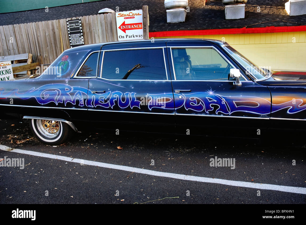 Gatlinburg Tennessee Hollywood Star Cars Museum Grateful Dead rock group Cadillac limousine from 1960's Stock Photo