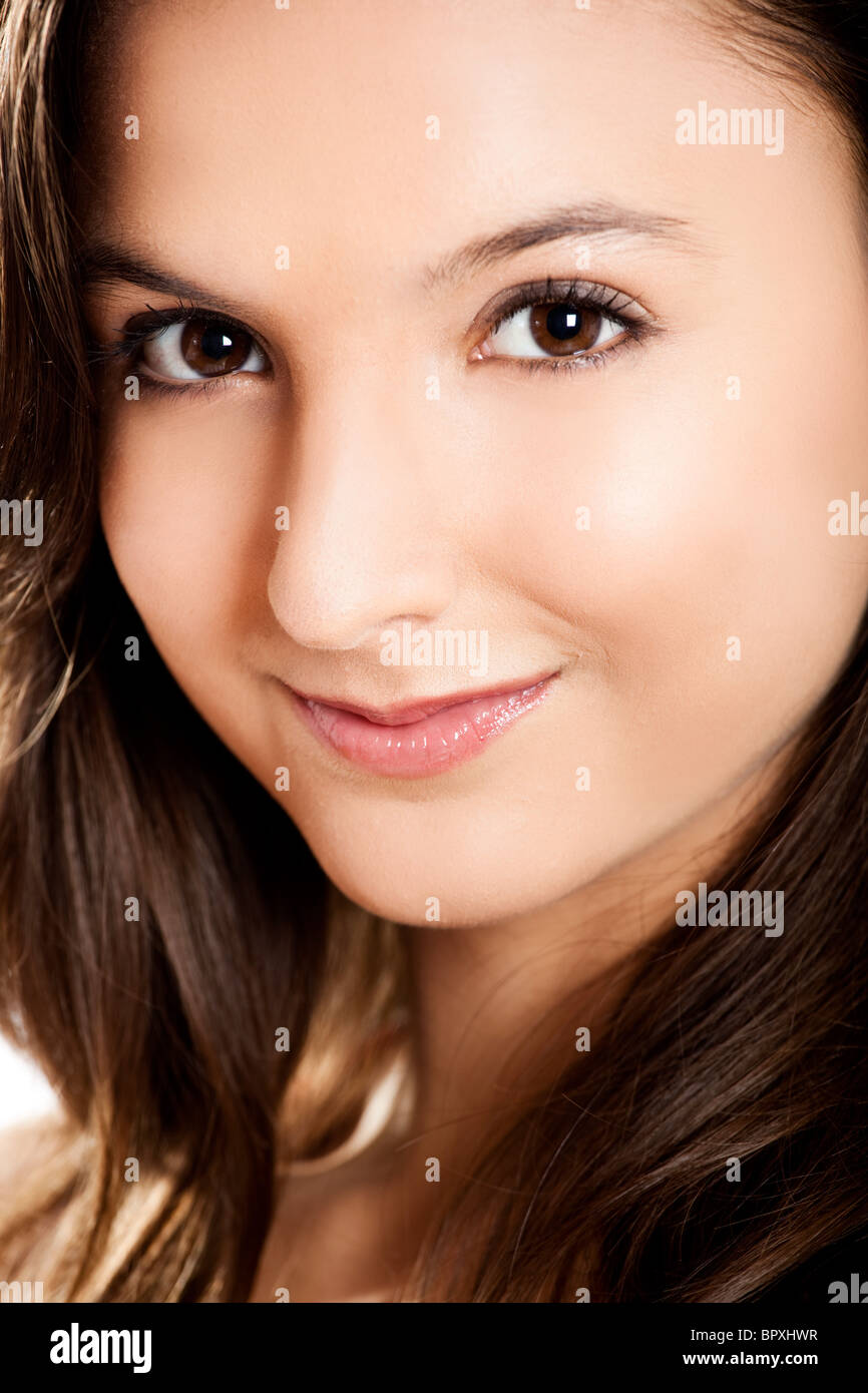 Close-up portrait of a beautiful teenage girl smiling Stock Photo - Alamy