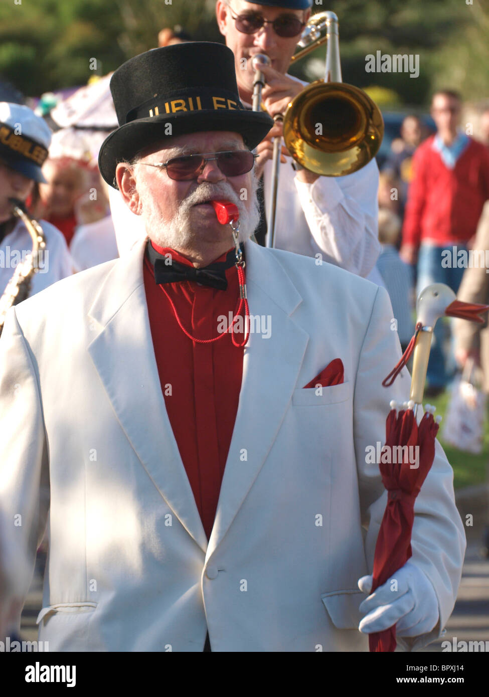 Band leader, Bude Jazz Festival, Cornwall, UK Stock Photo