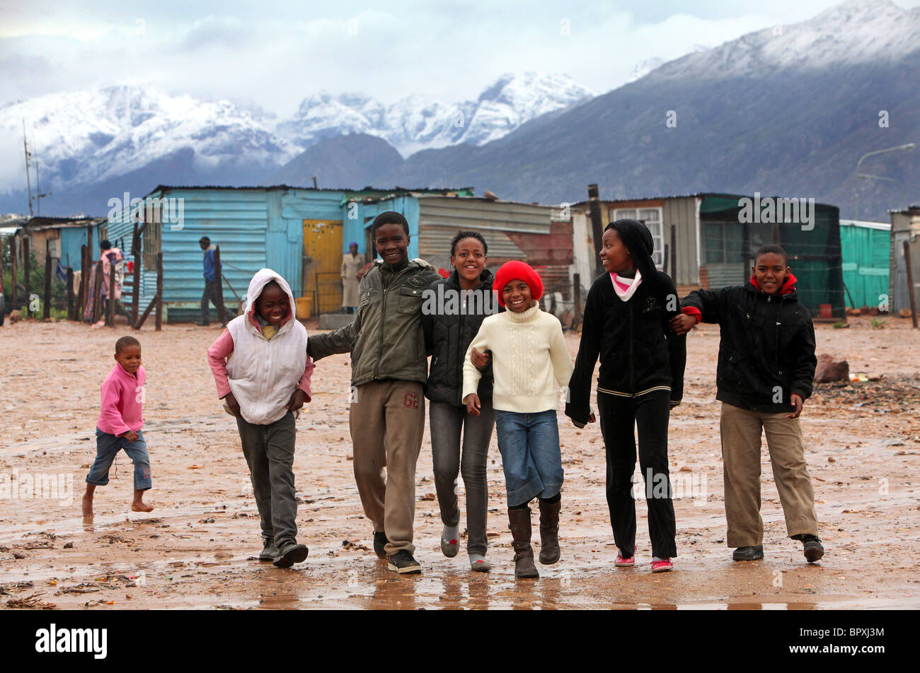 South Africa: Children in a Township in the wine region of Western Cape Province near De Doorns, , Hex Valley Stock Photo