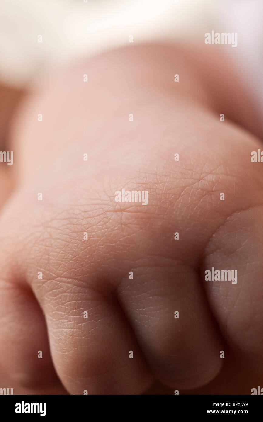 Close up of young babys closed fist Stock Photo Alamy