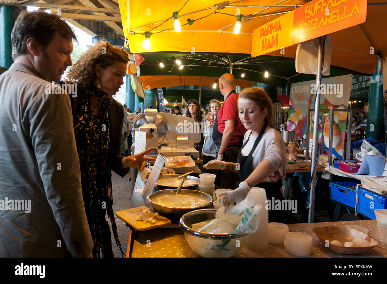 Mozzarella Cheese Stall - Borough Market - Southwark - London Stock Photo