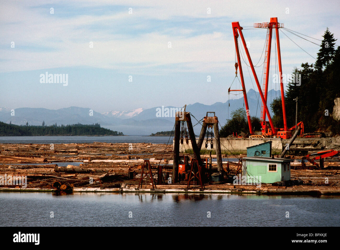 Log Boom, Galiano Island, Southern Gulf Islands, BC, British Columbia