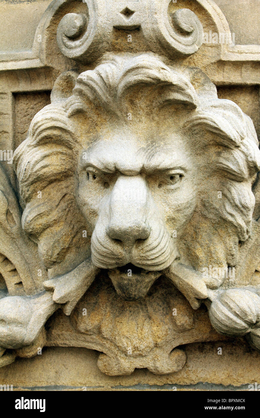 Stone Lion Sculpture Masonry Carving Stock Photo Alamy
