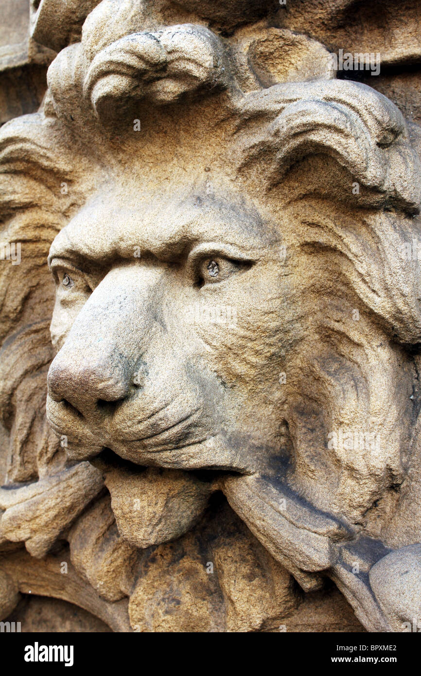Stone Lion  Sculpture Masonry Carving Stock Photo