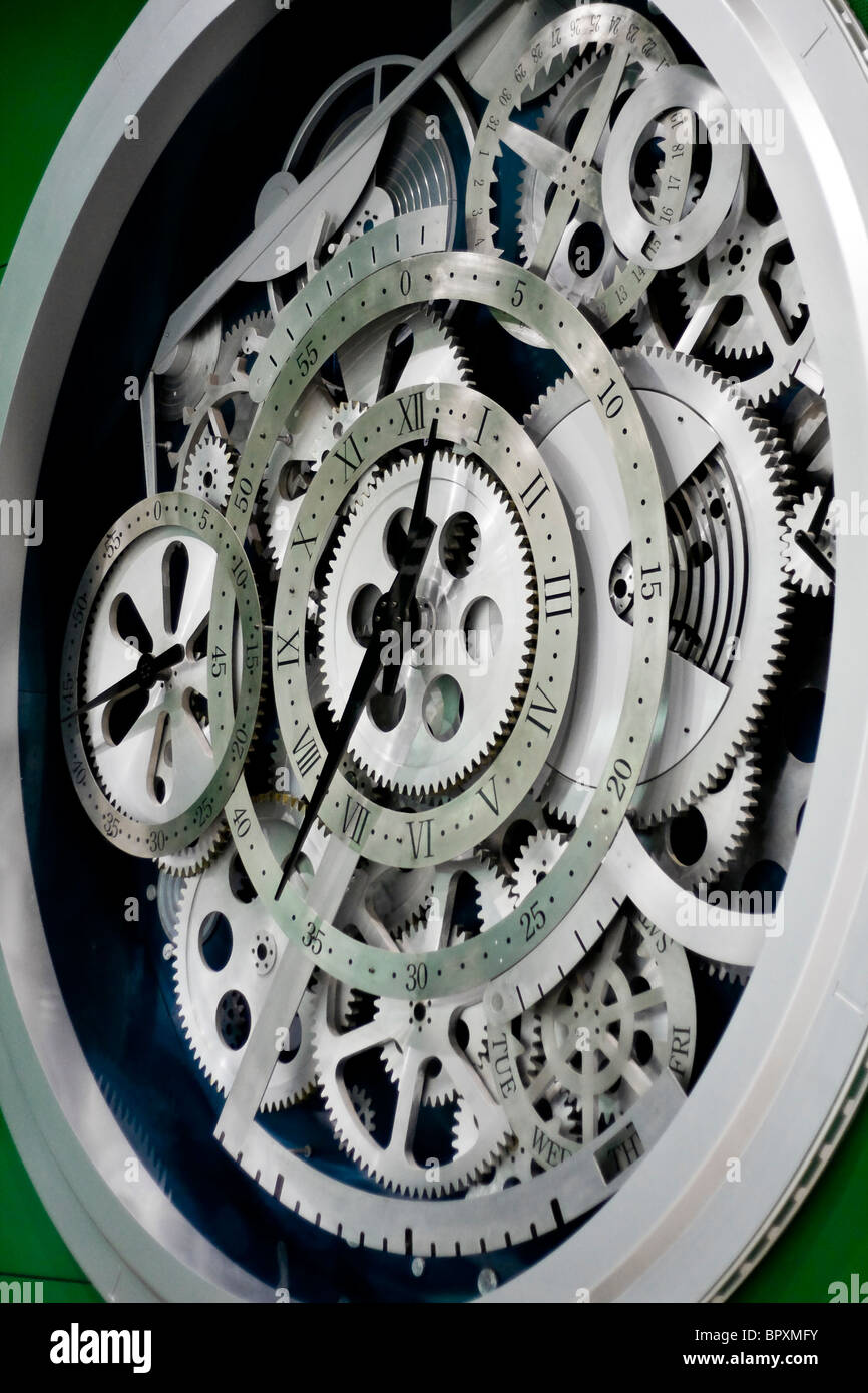 Closeup of gears from clock works Stock Photo Alamy