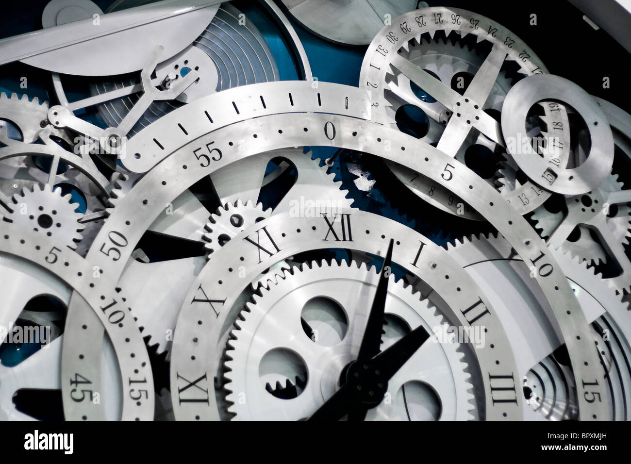 Closeup of gears from clock works Stock Photo Alamy
