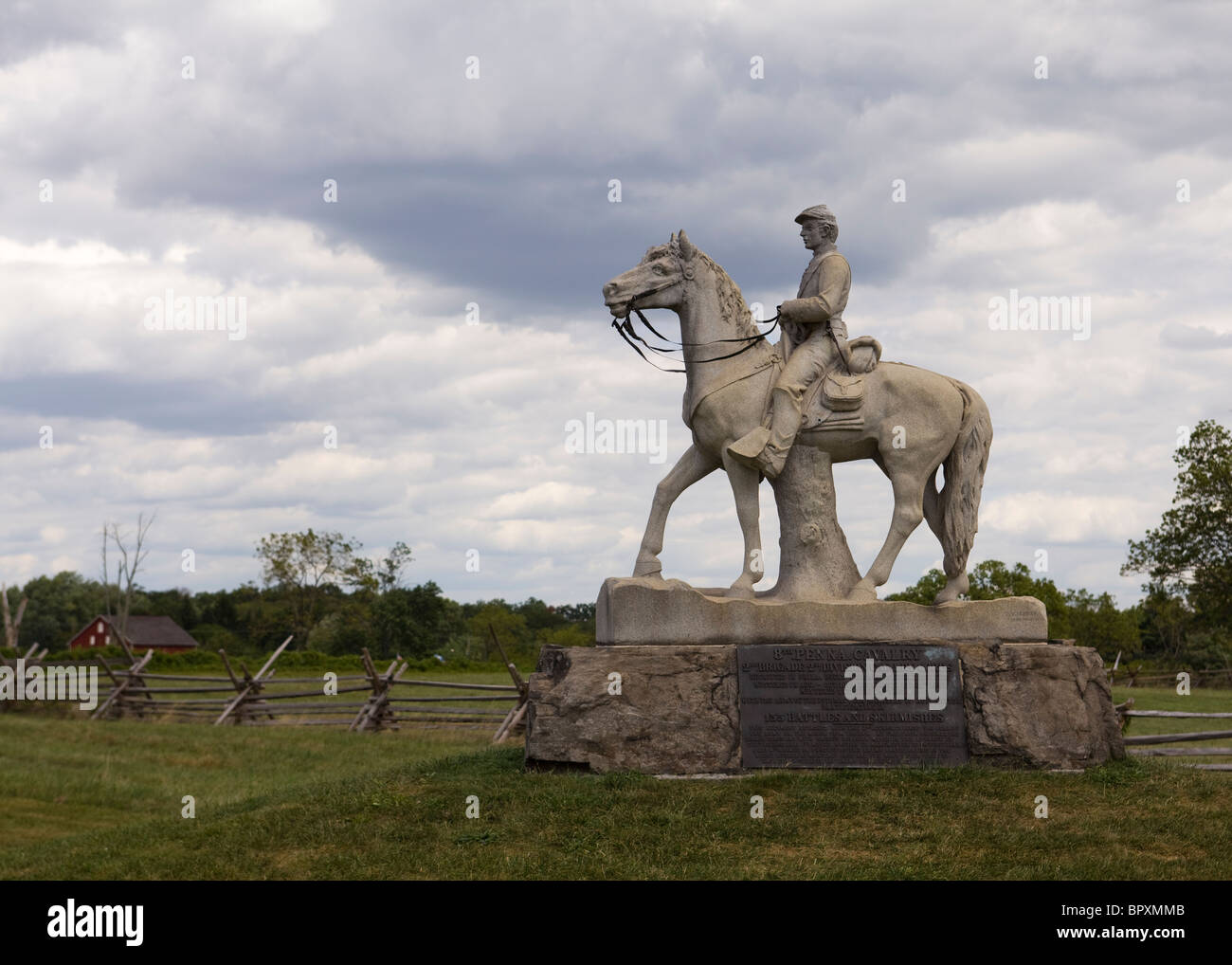 American Civil War monument Calvary soldier on horseback - Gettysburg, Pennsylvania, USA Stock Photo