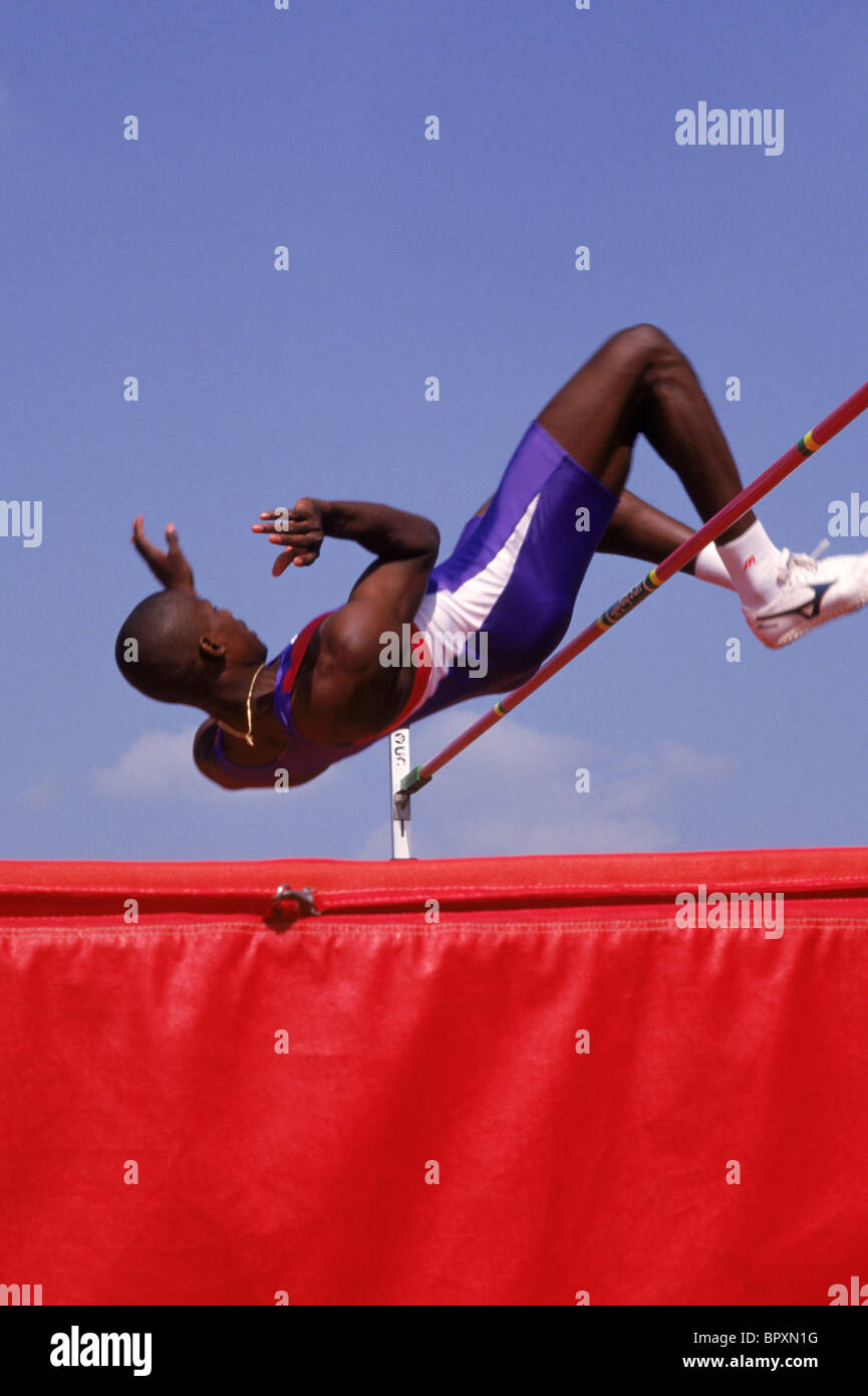 San Marco, Texas, clearing high jump bar Stock Photo Alamy