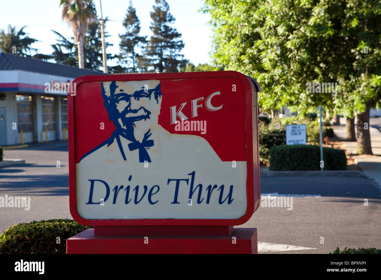 KFC drive through sign Stock Photo