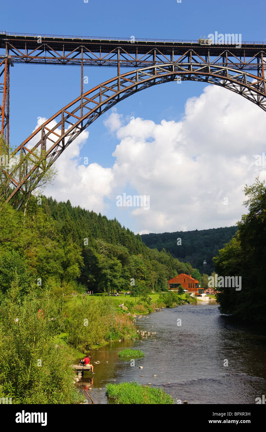 The Mungstener Bridge across the Wupper River Stock Photo