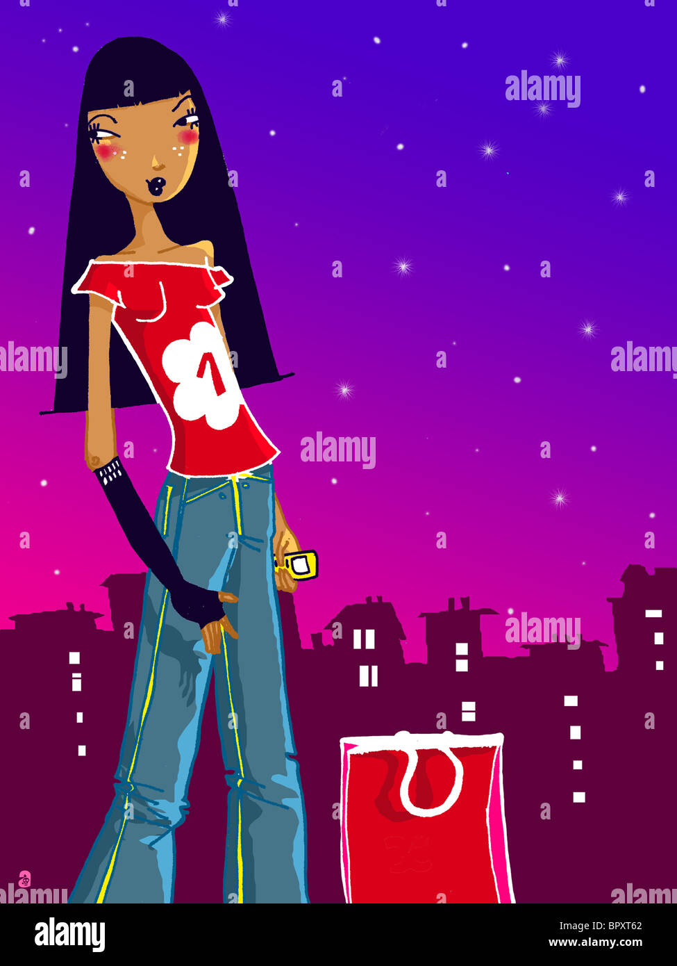 A girl with flushed cheeks after a day of shopping Stock Photo Alamy