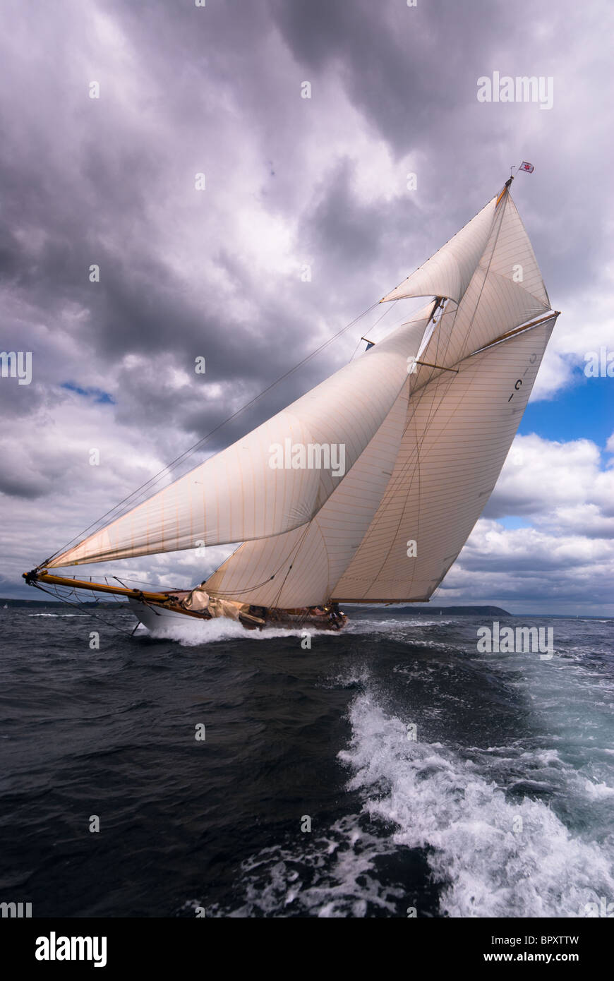 Classic yacht 'Mariquita' Sailing in the English Channel off Falmouth