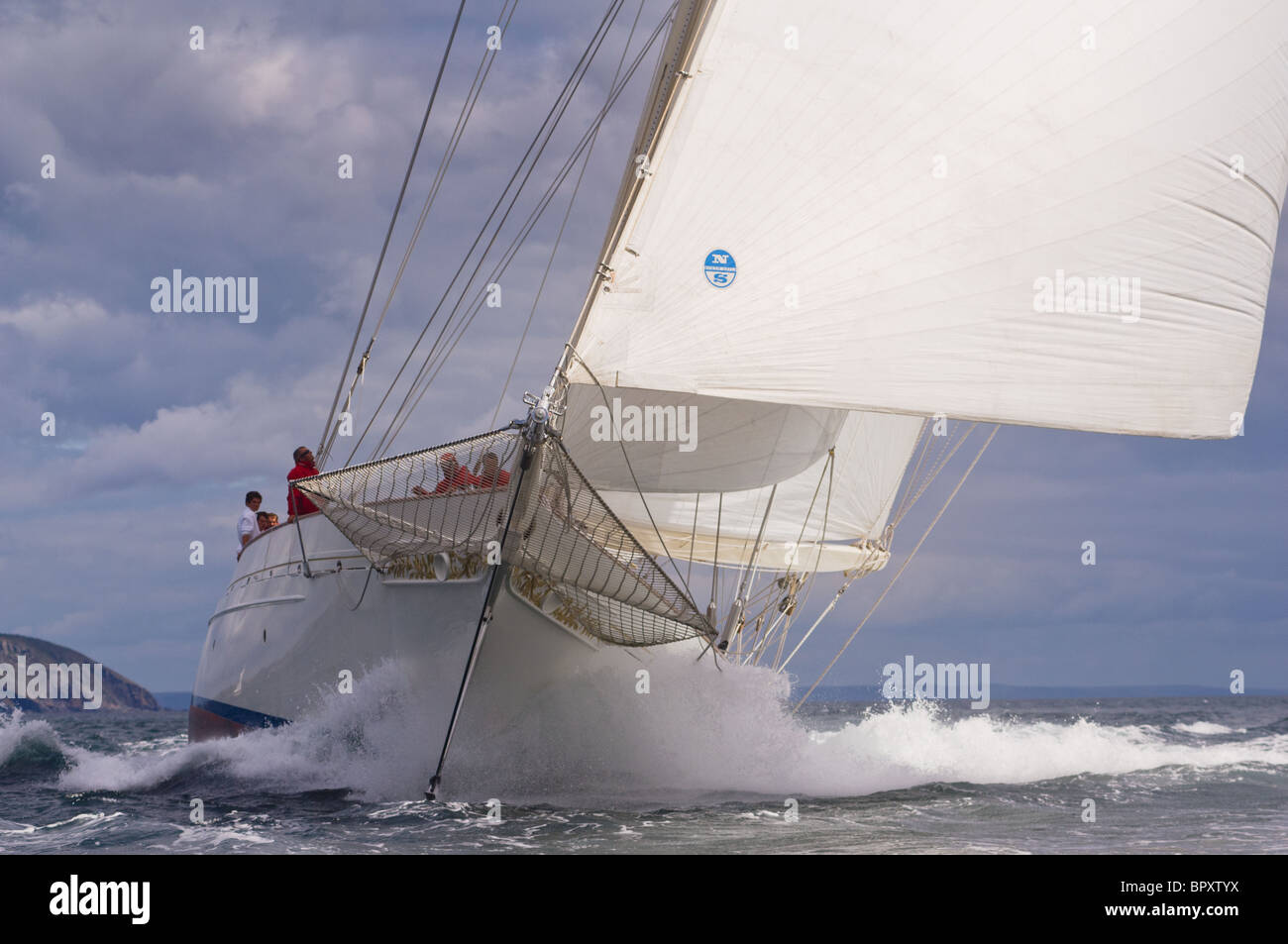 Classic yacht 'Adela' Sailing in the English Channel off Falmouth Stock