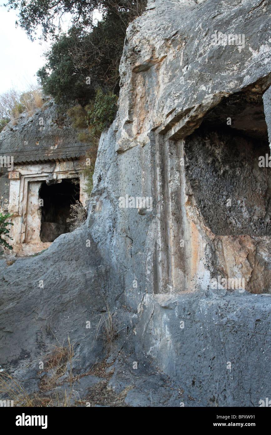 Lycian rock tombs, Kas, Turkey Stock Photo