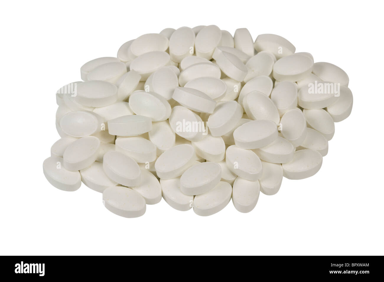 pile of white tablets Stock Photo