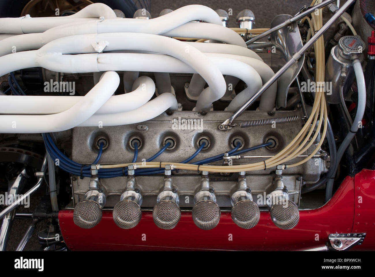 Old Ferrari V12 engine Stock Photo