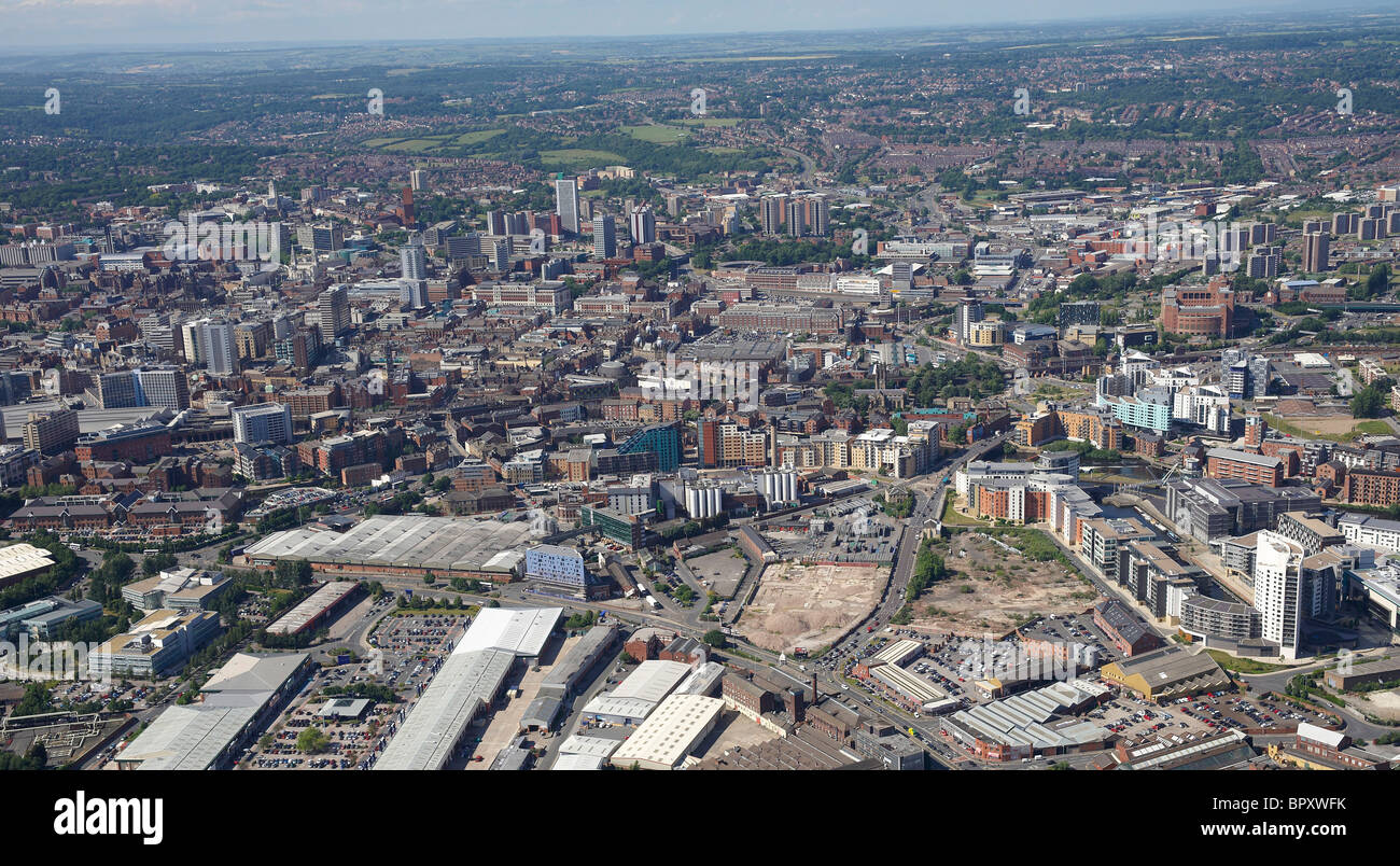 Leeds City Centre from the air, Summer 2010 Stock Photo