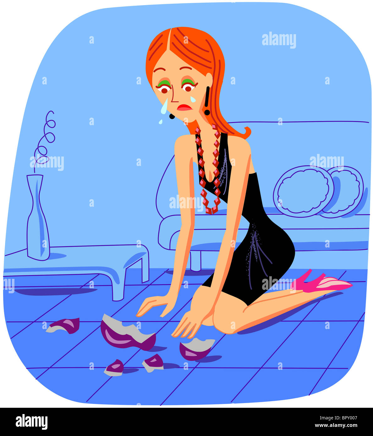 Picking up broken vase hires stock photography and images Alamy