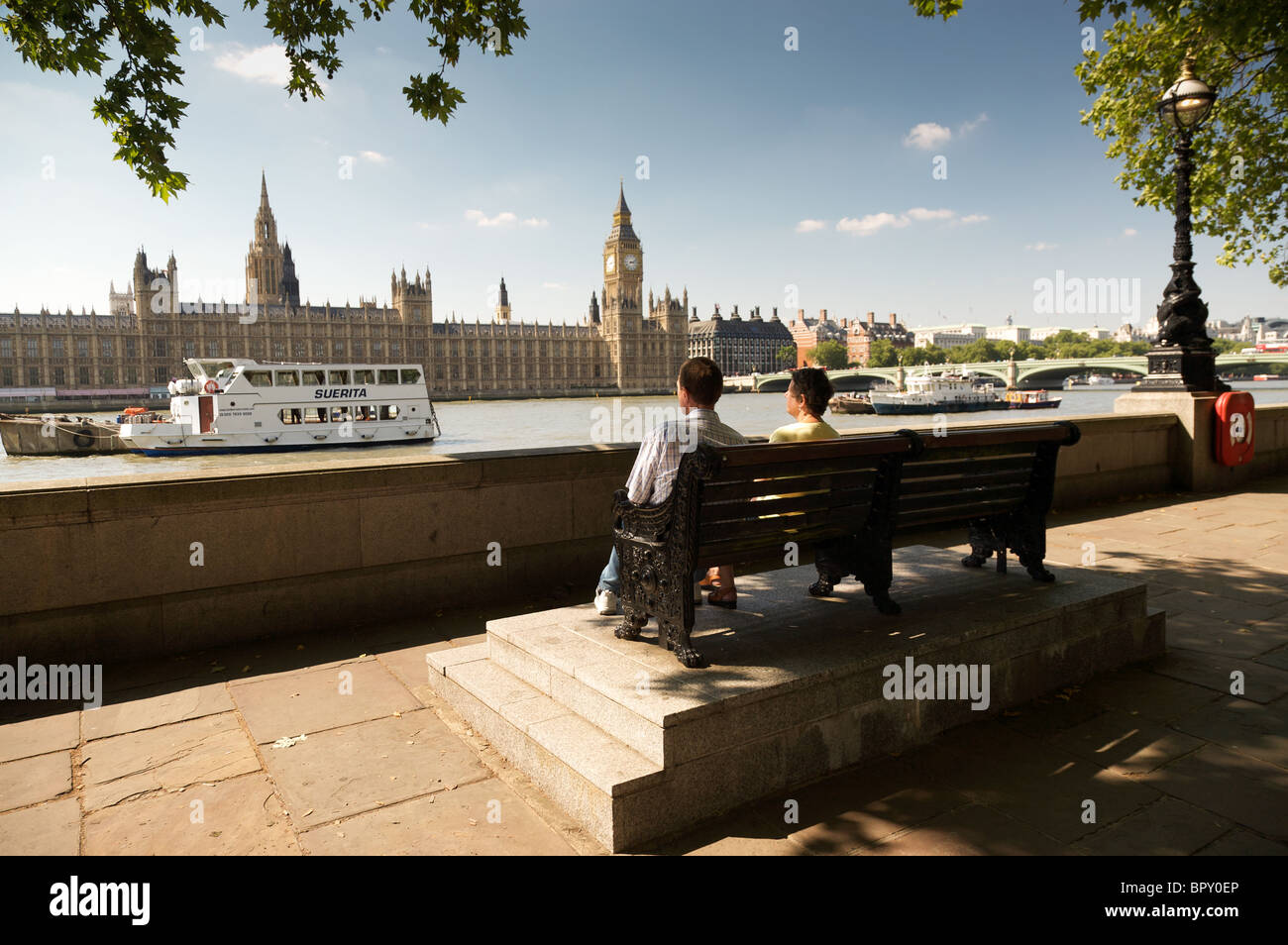 View from Albert Embankment of Houses of Parliament, London Stock Photo