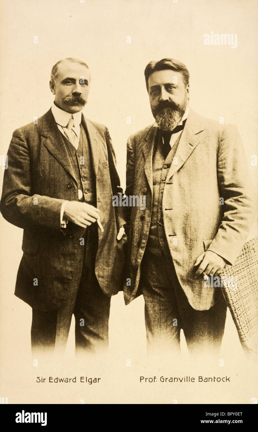 The two composers Sir Edward Elgar (1857-1934) and Prof. Sir Granville Bantock (1868-1946). Stock Photo