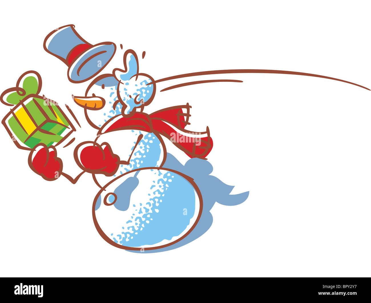 A snowman hit by a snowball on the side of the head Stock Photo Alamy