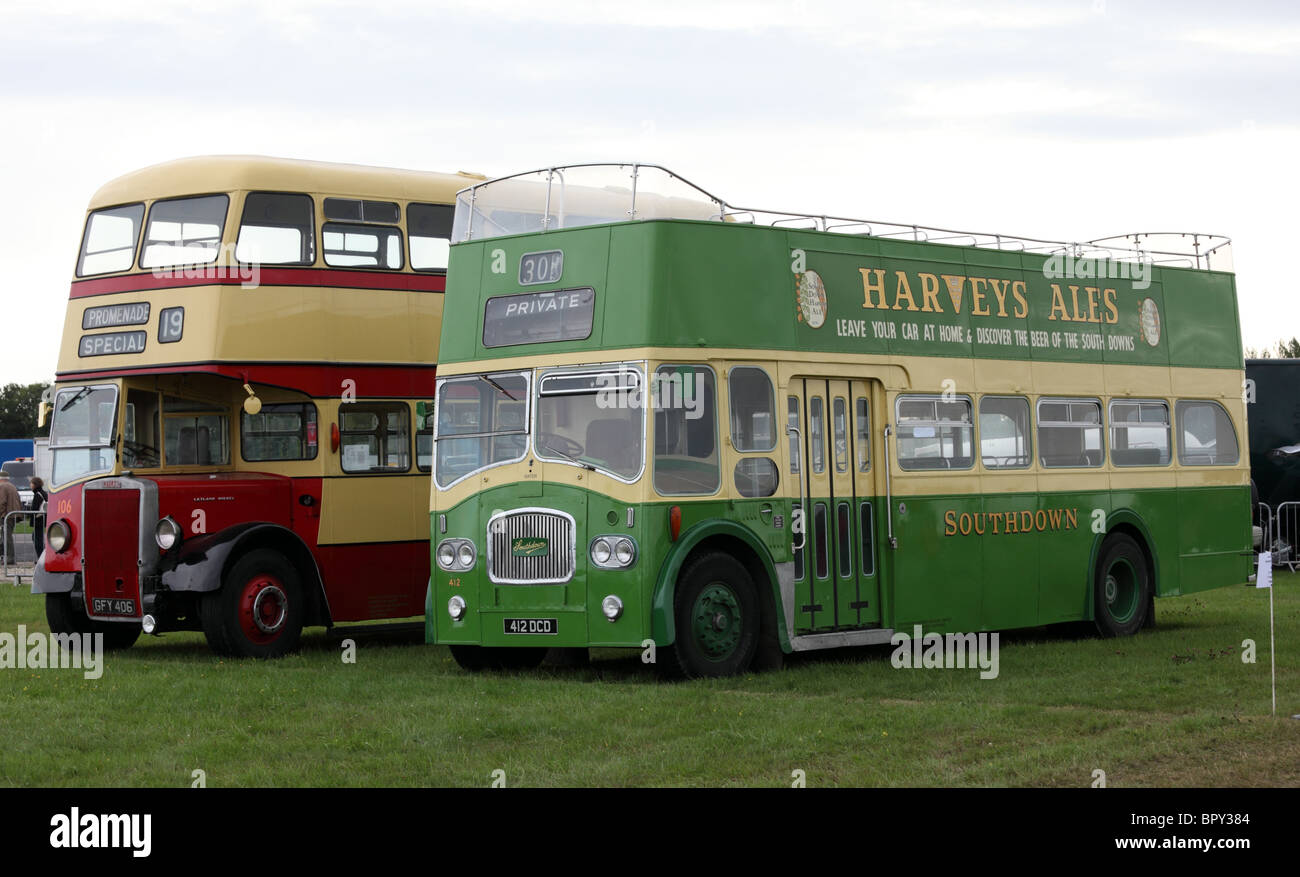 Leyland Titan PD2/3 and Leyland Titan PD3/4 vintage buses on display at Dunsfold Wings and Wheels 2010 Stock Photo