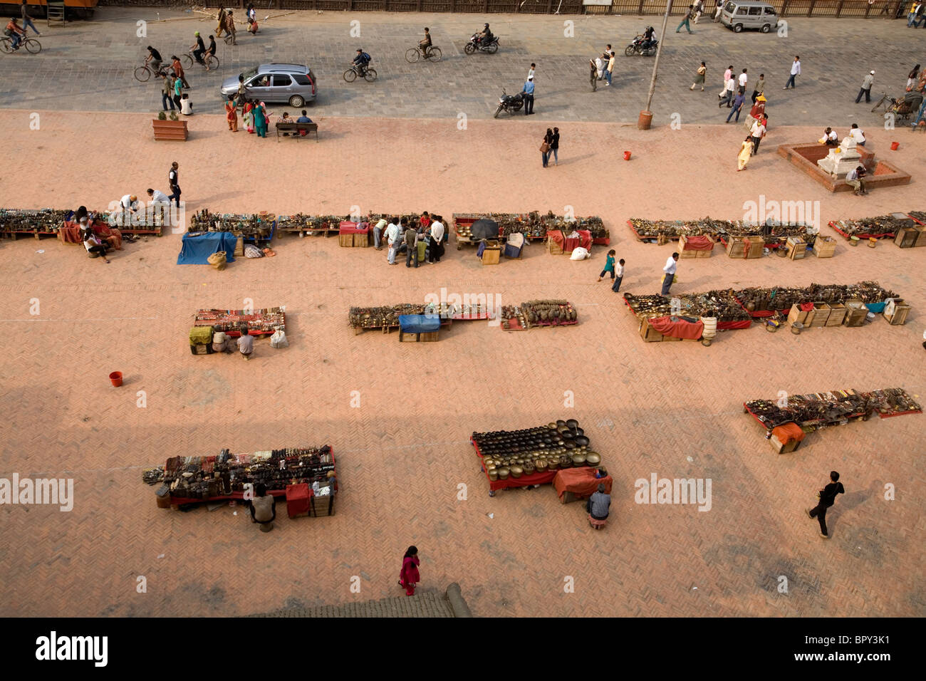 Basantapur Square filled with stalls, Kathmandu, Nepal. Stock Photo