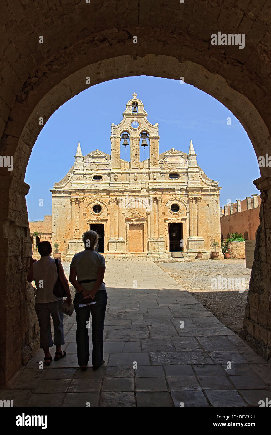 Crete Arkadi monastery Through Entrance Arch Stock Photo