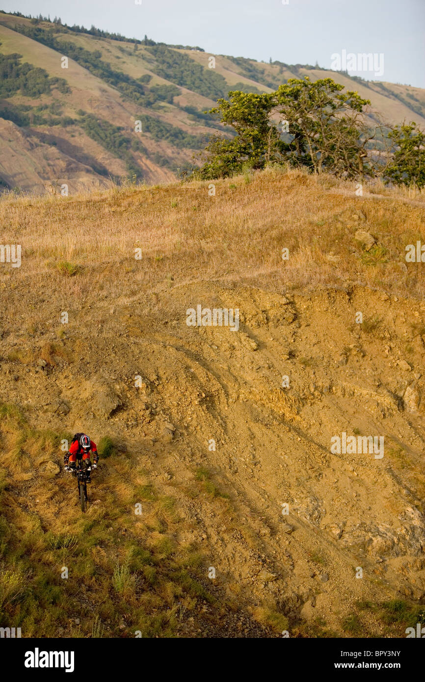 Mountain biking on the out skirts of Hood River, OR Stock Photo