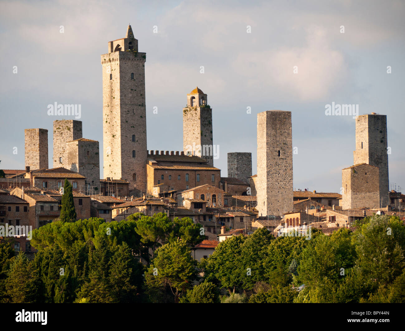 San Gimignano in Tuscany, Italy, mediaval Tuscan town, called medieval Manhattan or the Italian city of towers Stock Photo